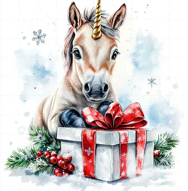 Christmas Watercolor Characters With Gifts