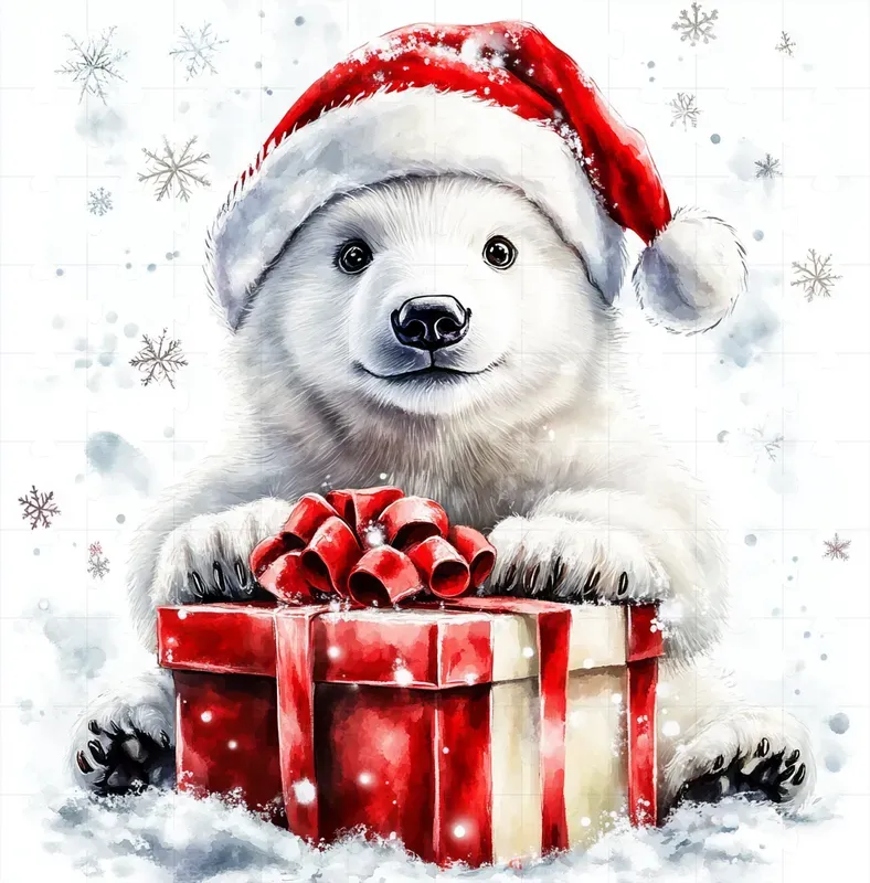 Christmas Watercolor Characters With Gifts