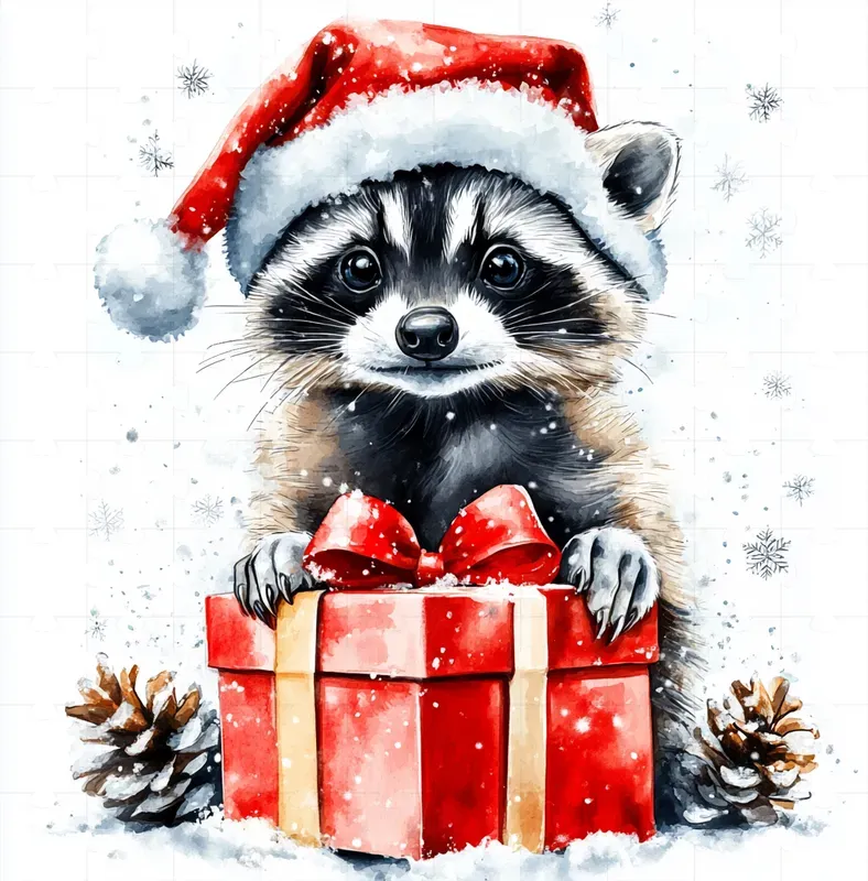 Christmas Watercolor Characters With Gifts