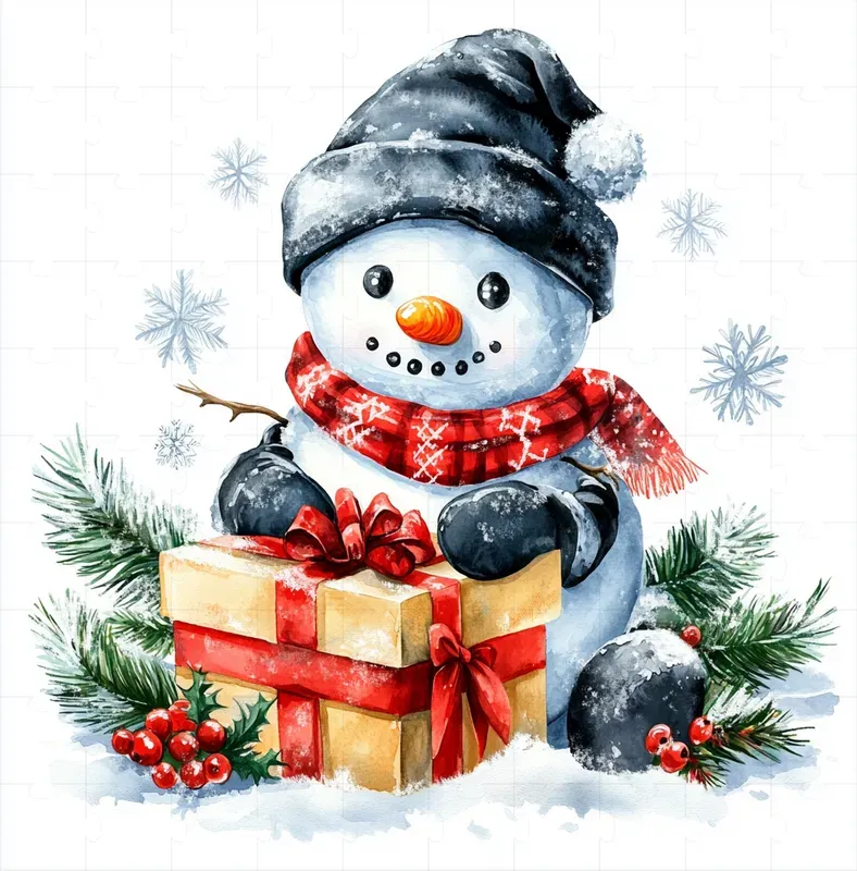 Christmas Watercolor Characters With Gifts