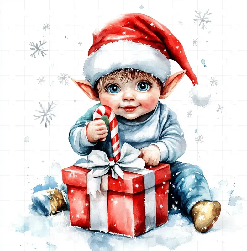 Christmas Watercolor Characters With Gifts