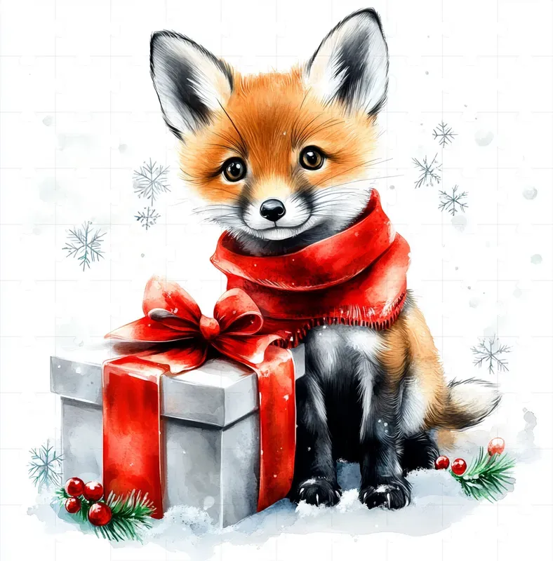 Christmas Watercolor Characters With Gifts