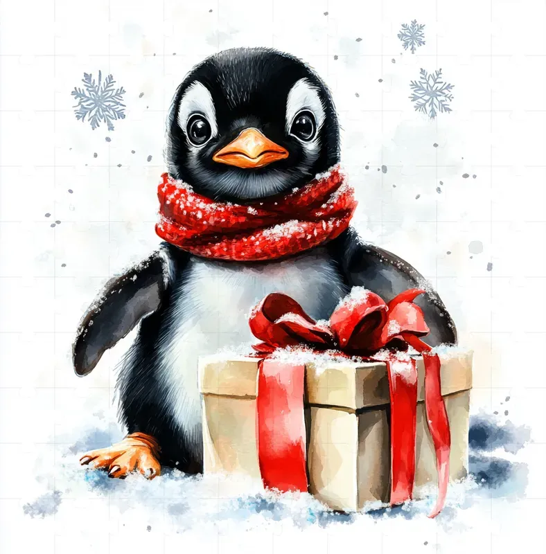 Christmas Watercolor Characters With Gifts