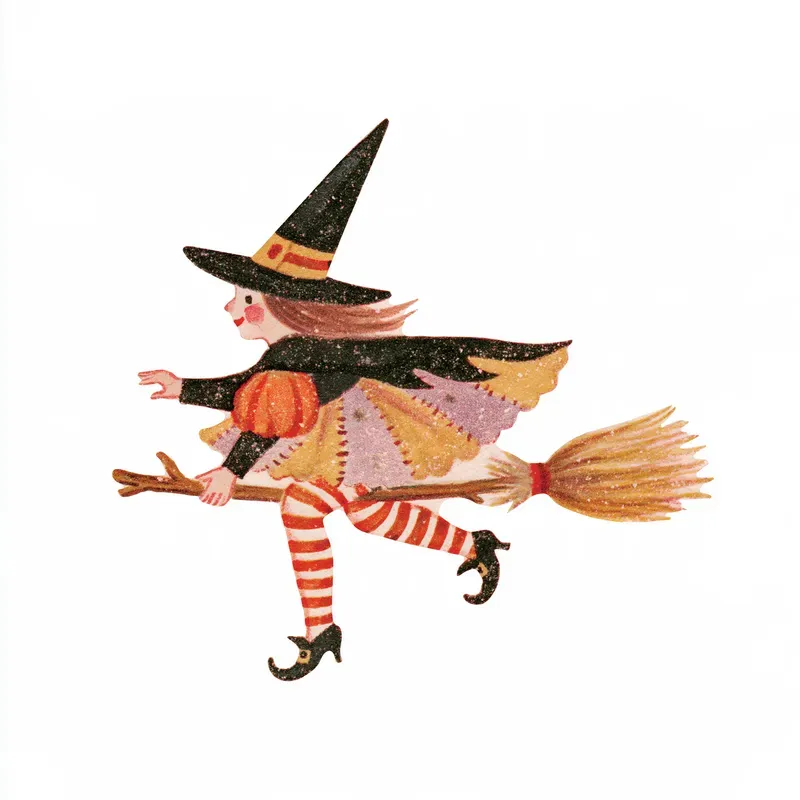 Retro Folk Art Halloween Cliparts