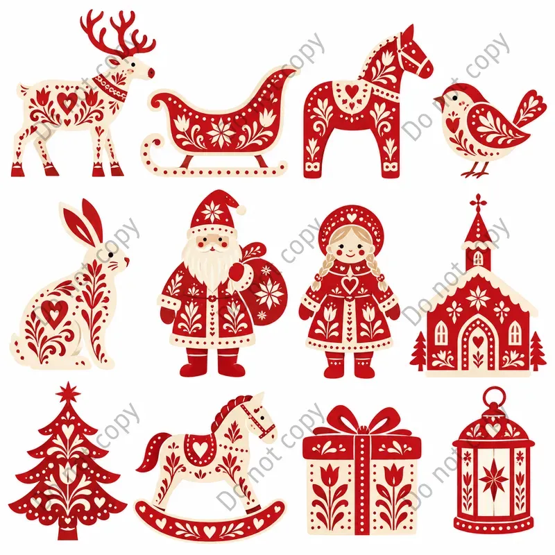 Nordic Folk Christmas Clipart Art