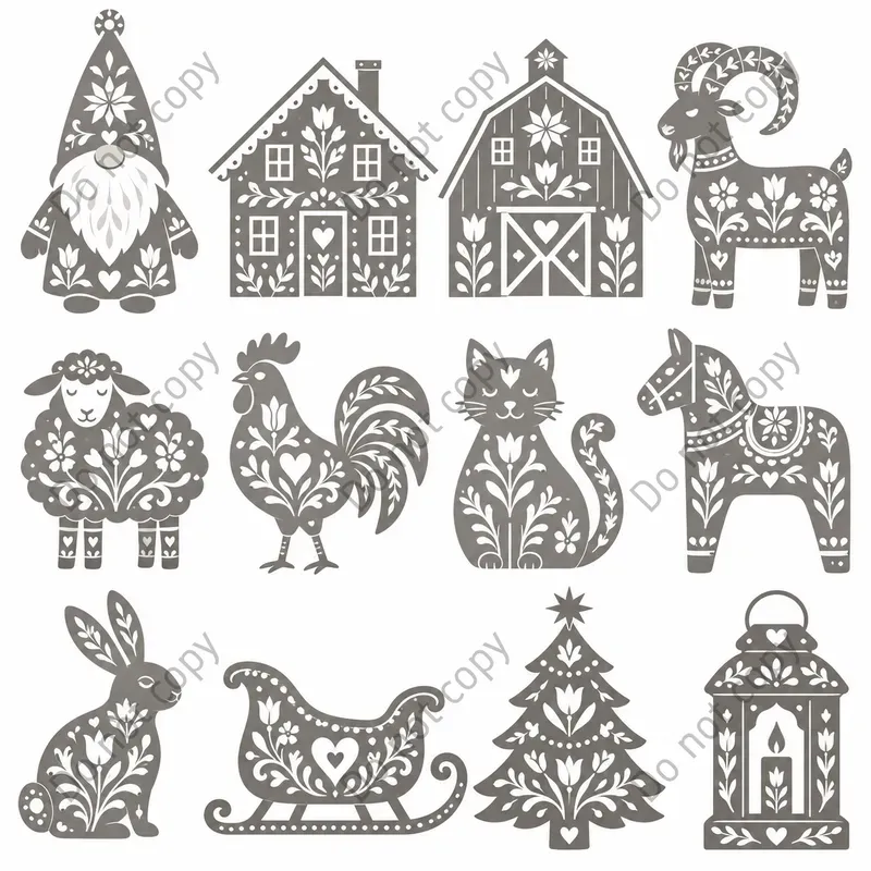 Nordic Folk Christmas Clipart Art