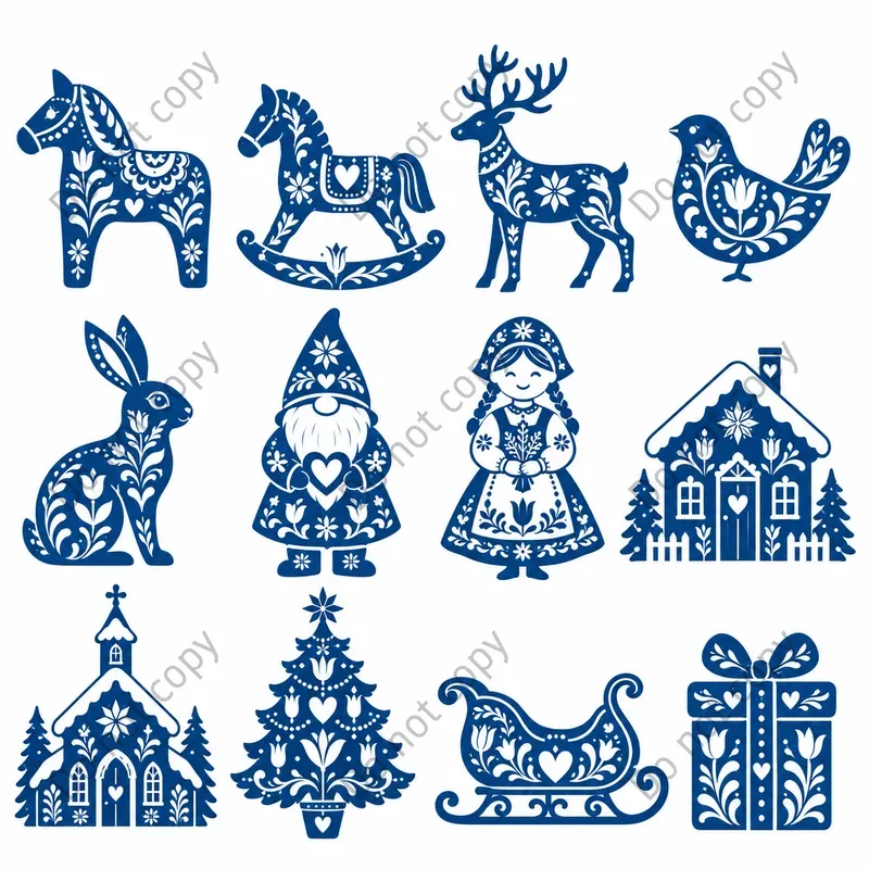 Nordic Folk Christmas Clipart Art