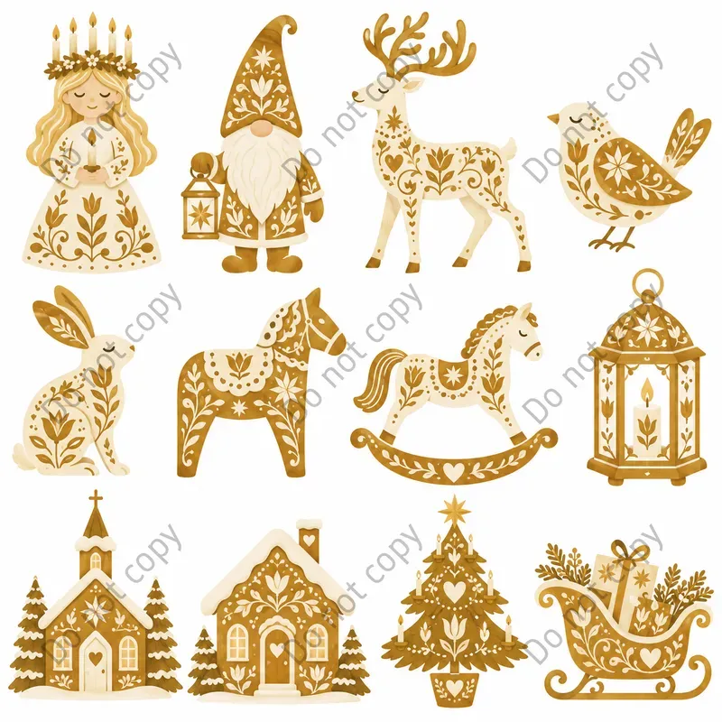 Nordic Folk Christmas Clipart Art