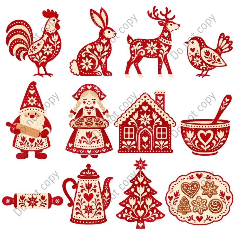 Nordic Folk Christmas Clipart Art