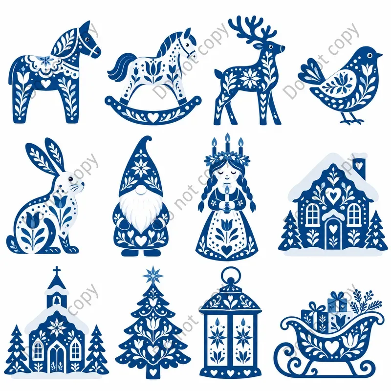 Nordic Folk Christmas Clipart Art