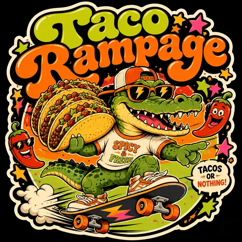 Retro Dino Food Party Stickers