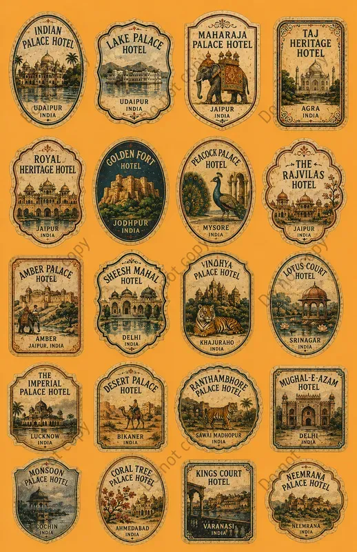 Vintage Hotel Label Cutout Sheets