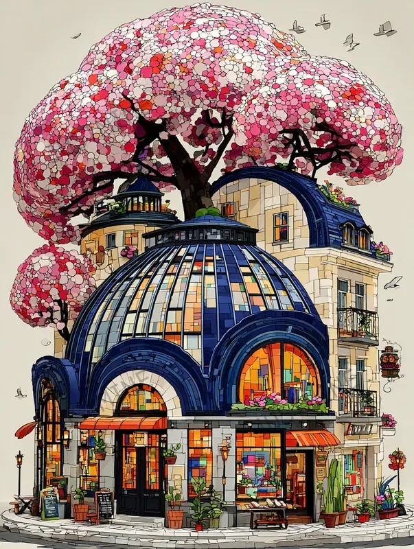 Hidden Cafe Architecture Clipart