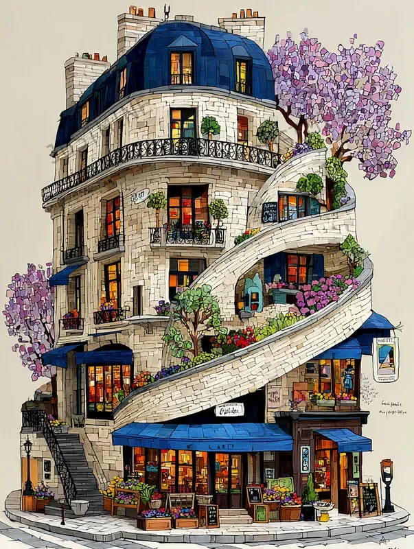 Hidden Cafe Architecture Clipart