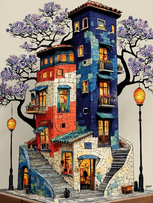 Hidden Cafe Architecture Clipart