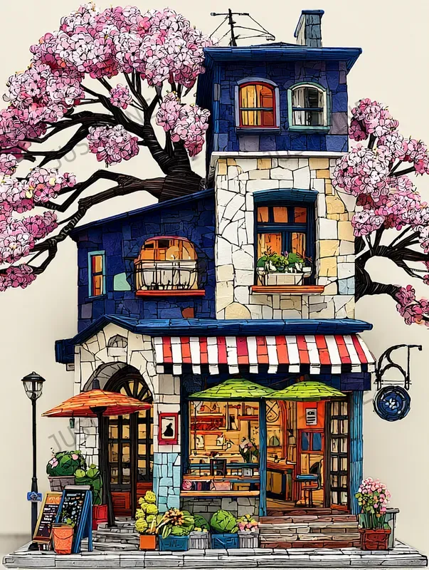 Hidden Cafe Architecture Clipart