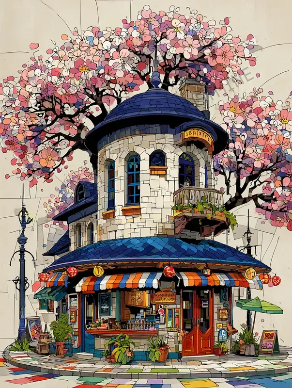 Hidden Cafe Architecture Clipart
