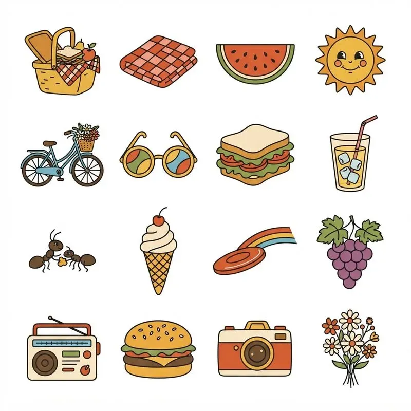 2D 70s Groovy 16in1 Icon Grids