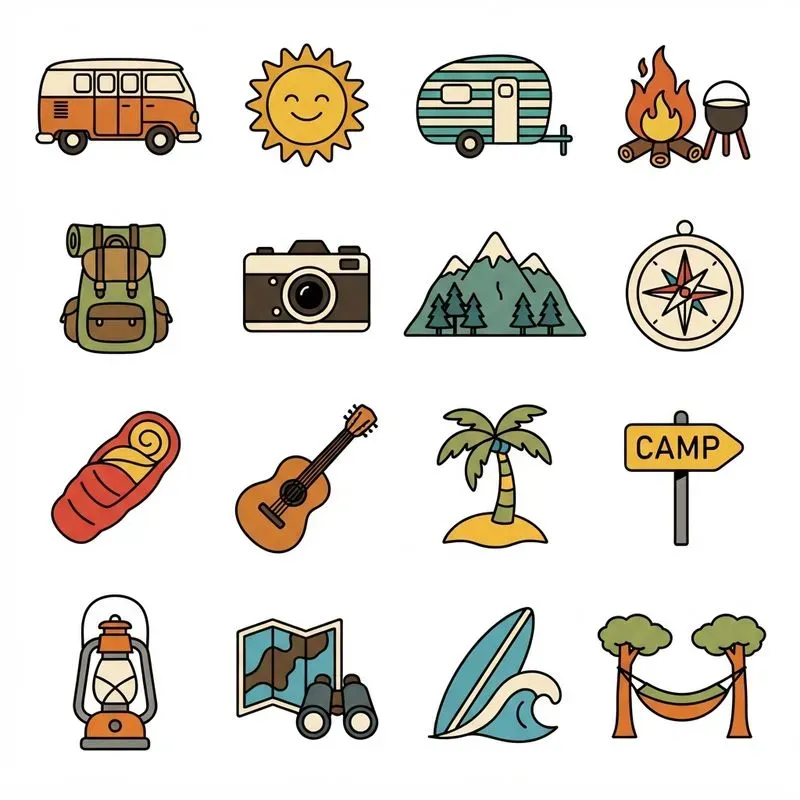 2D 70s Groovy 16in1 Icon Grids
