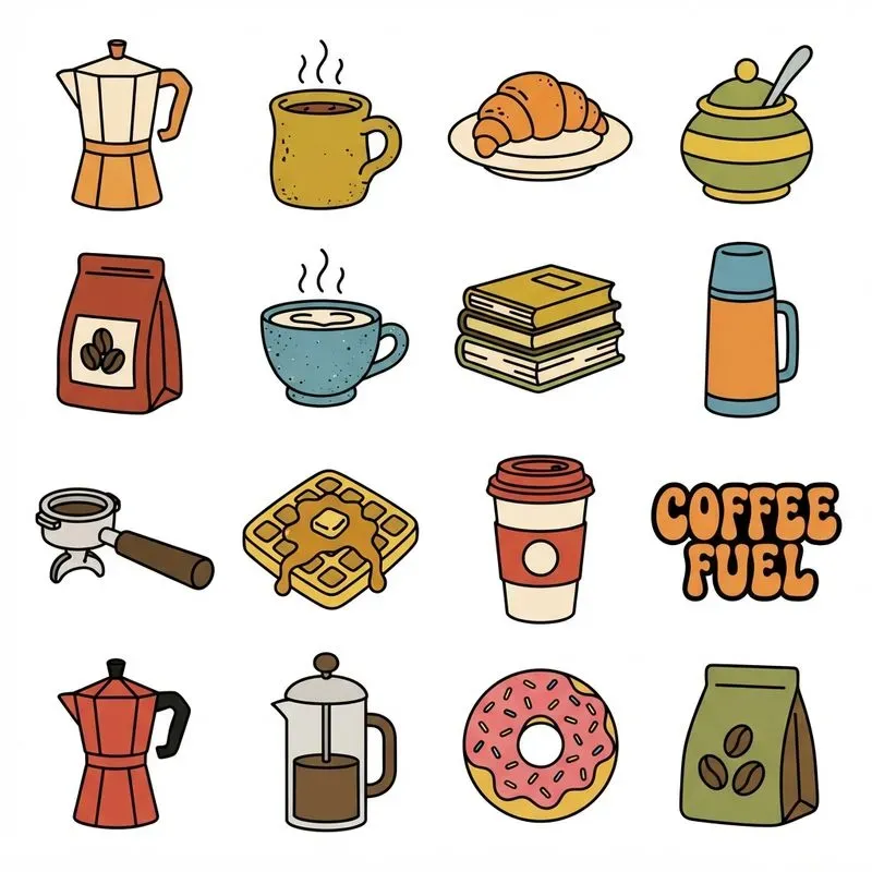 2D 70s Groovy 16in1 Icon Grids