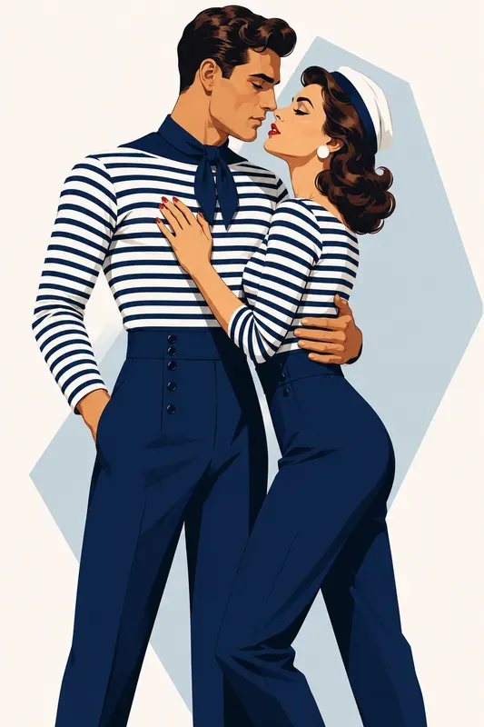 Retro Minimalist Couple Vectors