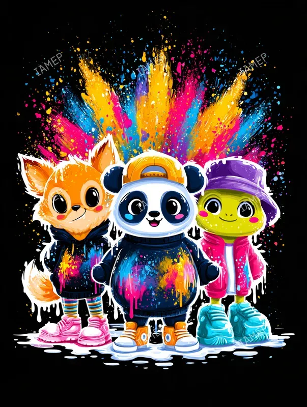 Kawaii Rainbow Graffiti Characters