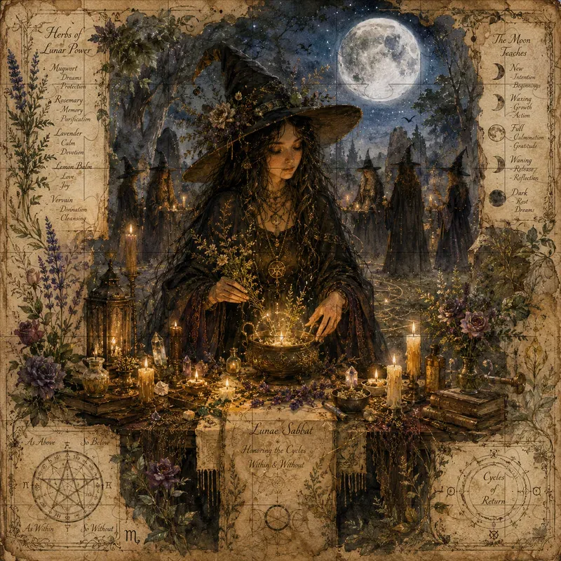 Mystic Lunar Sabbat Gathering Art