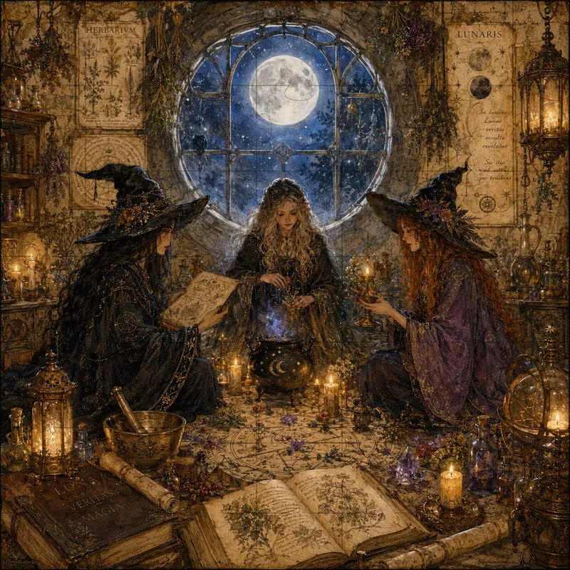 Mystic Lunar Sabbat Gathering Art