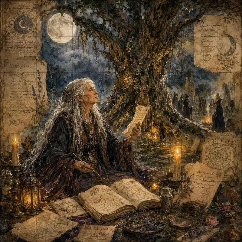 Mystic Lunar Sabbat Gathering Art