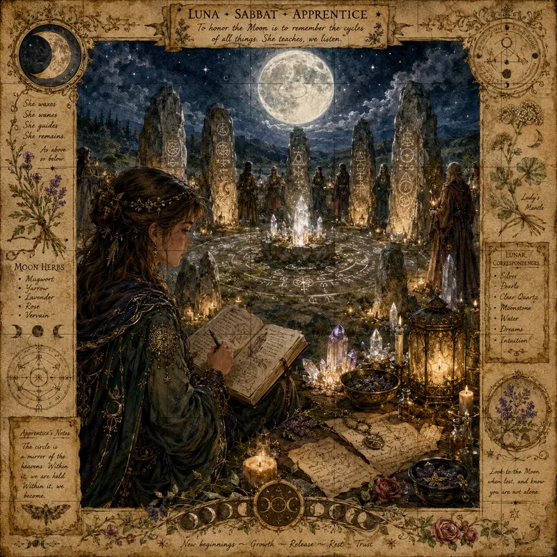 Mystic Lunar Sabbat Gathering Art