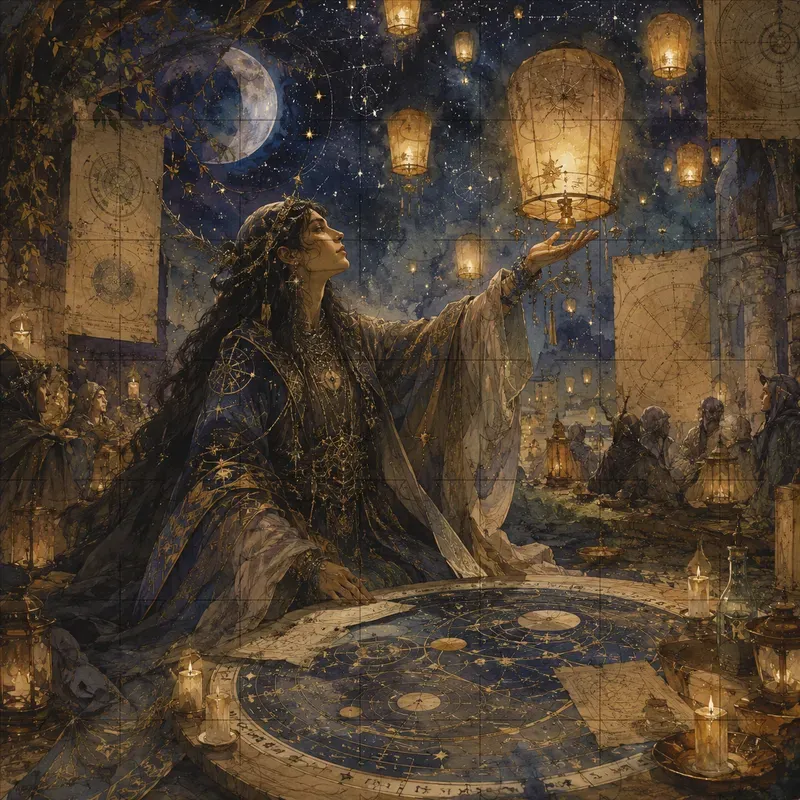 Mystic Lunar Sabbat Gathering Art