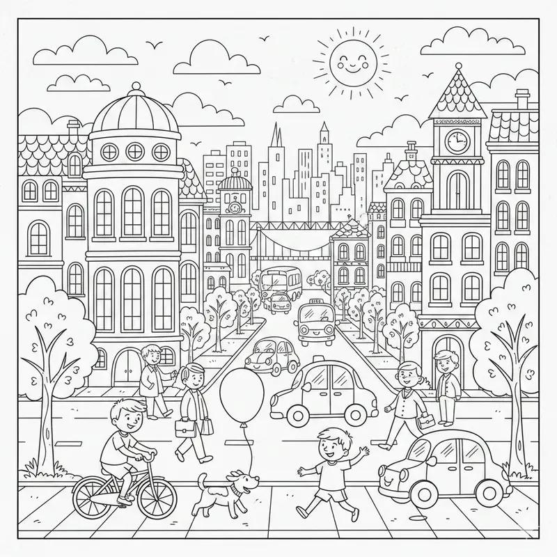 Detailed Scene Coloring Pages For Kids