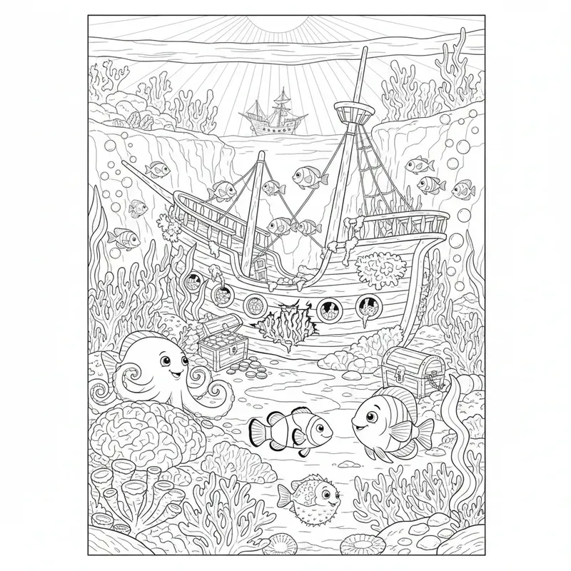 Detailed Scene Coloring Pages For Kids
