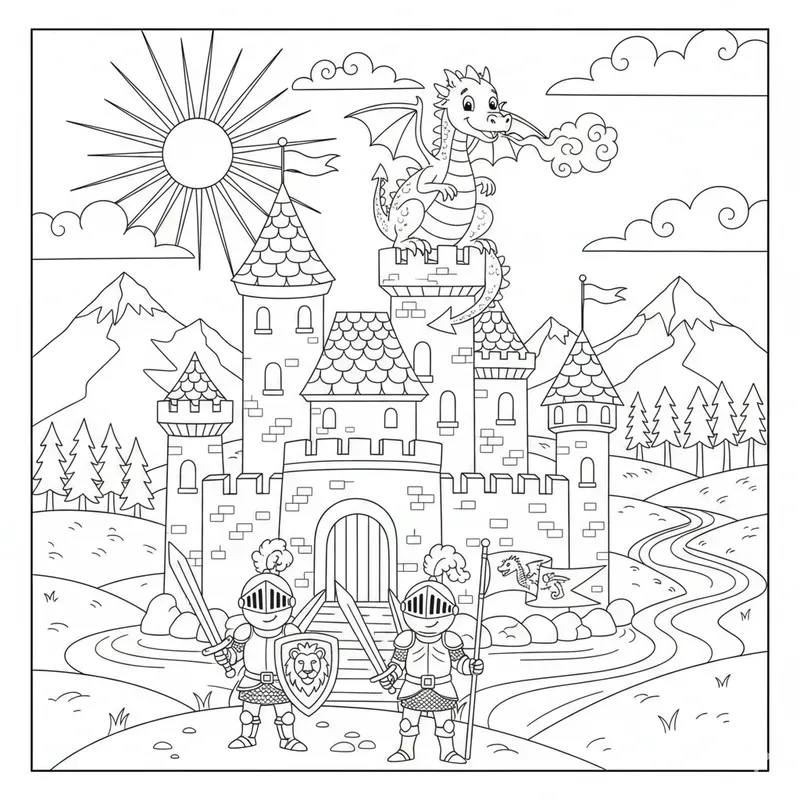 Detailed Scene Coloring Pages For Kids