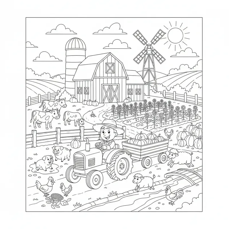 Detailed Scene Coloring Pages For Kids