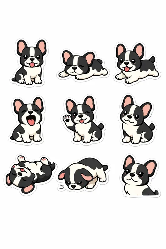 Breed Sticker Sheets 9 Cartoon Pet Poses