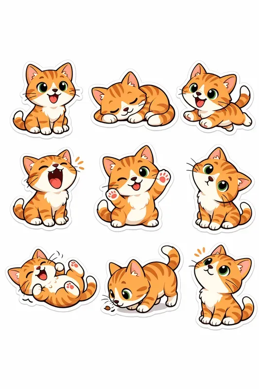 Breed Sticker Sheets 9 Cartoon Pet Poses