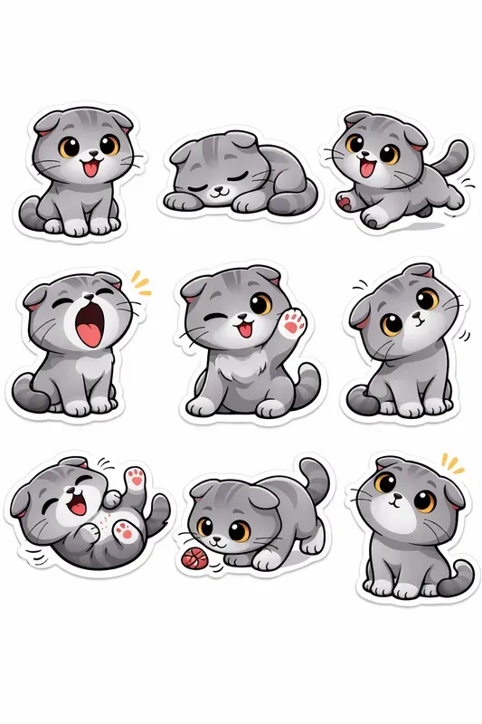 Breed Sticker Sheets 9 Cartoon Pet Poses