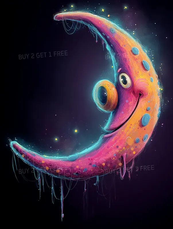 Whimsical Neon Fantasy Characters