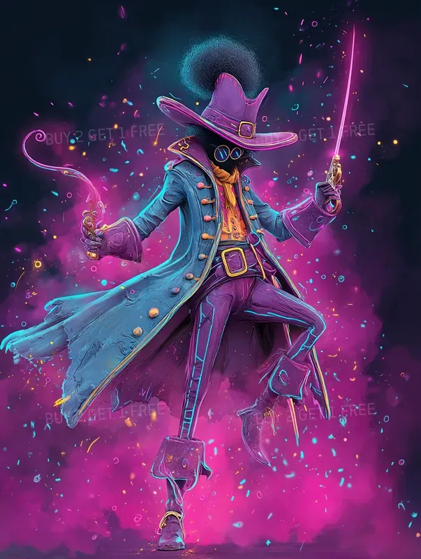 Whimsical Neon Fantasy Characters