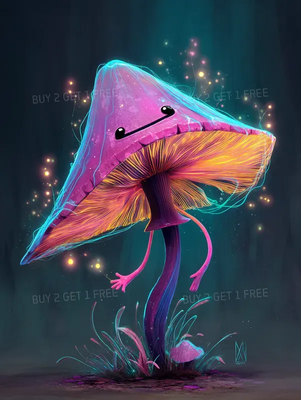 Whimsical Neon Fantasy Characters