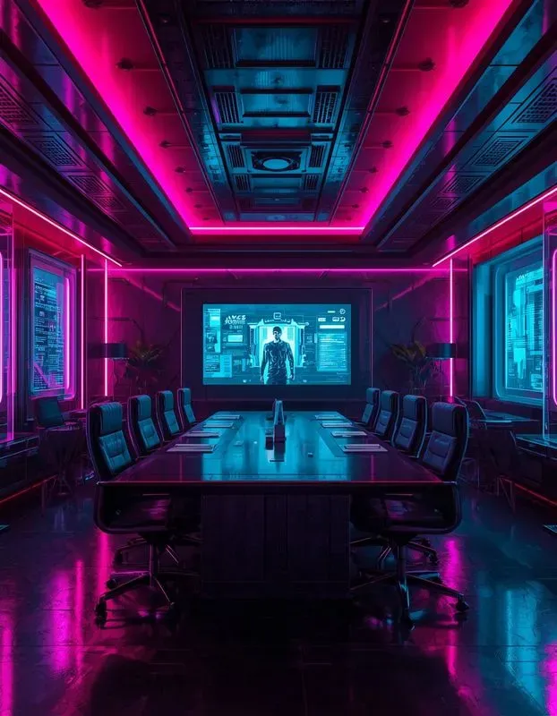 Futuristic Cyberpunk Meeting Rooms