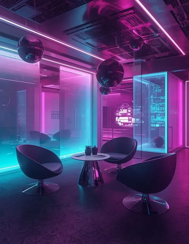 Futuristic Cyberpunk Meeting Rooms