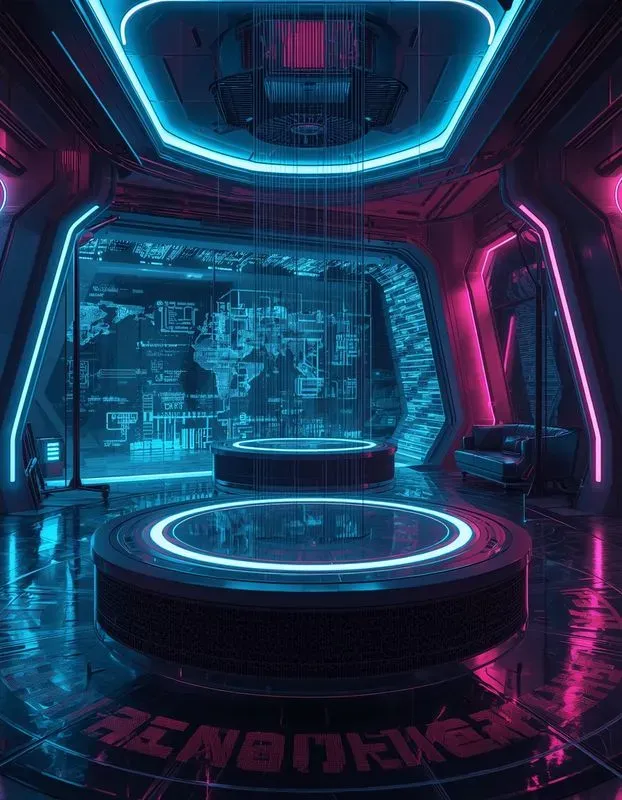 Futuristic Cyberpunk Meeting Rooms