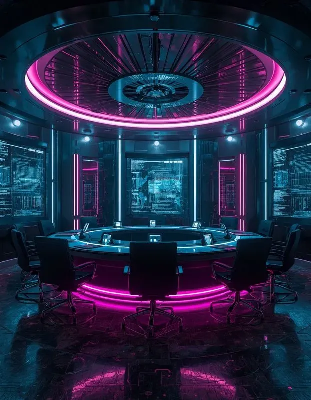 Futuristic Cyberpunk Meeting Rooms