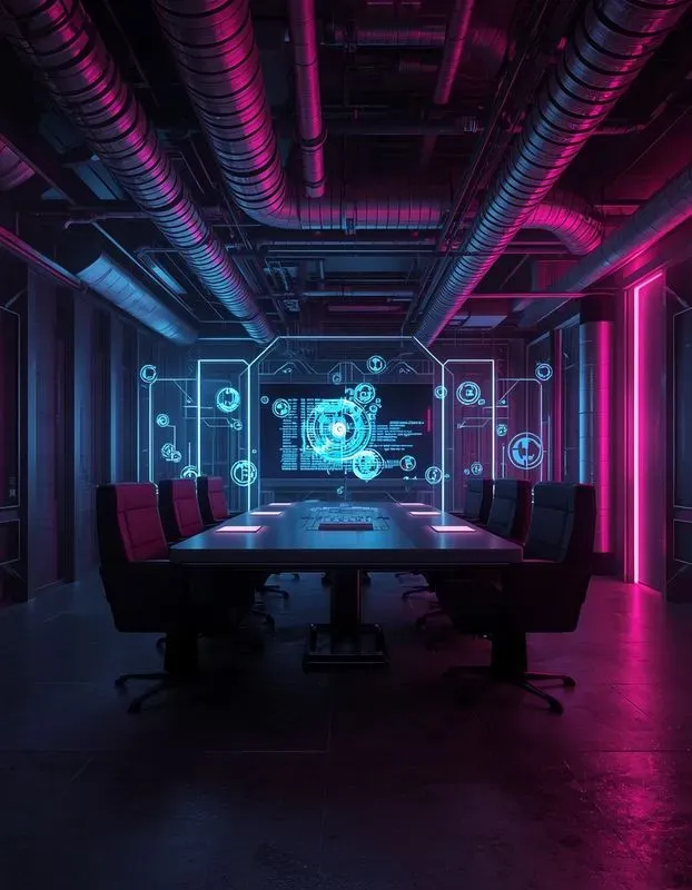 Futuristic Cyberpunk Meeting Rooms
