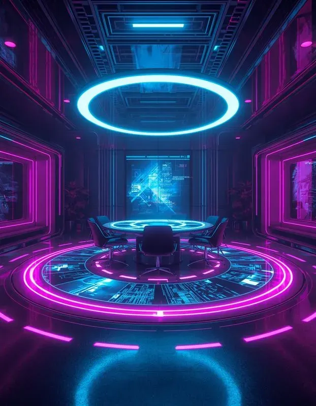 Futuristic Cyberpunk Meeting Rooms
