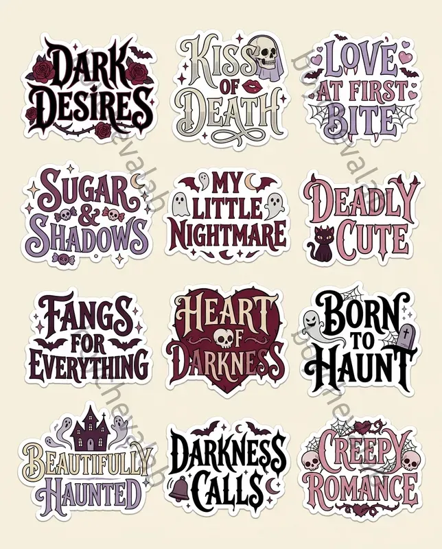 Halloween Words Phrases Stickers