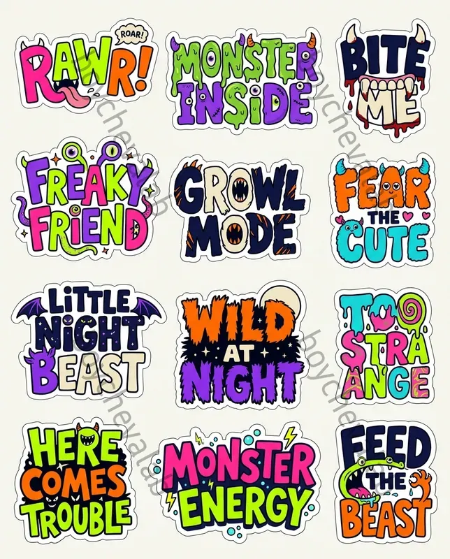 Halloween Words Phrases Stickers