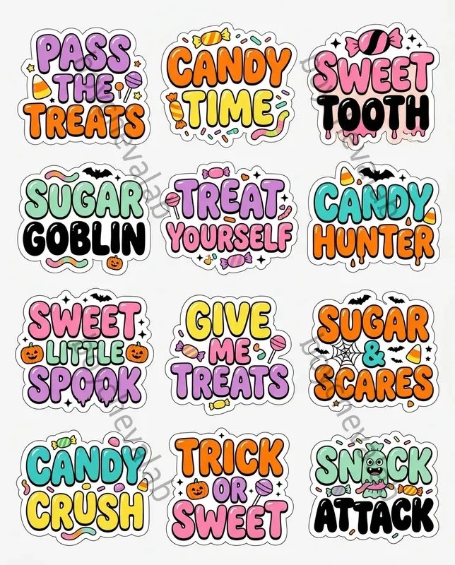 Halloween Words Phrases Stickers